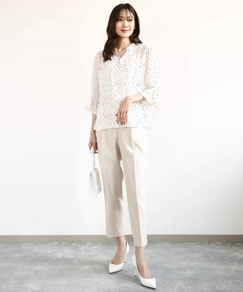 「MK MICHEL KLEIN」 7分袖ブラウス 38 アイボリー レディース_画像9