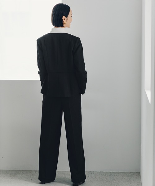 「ur's」 ノーカラージャケット M ダークネイビー レディース_画像7