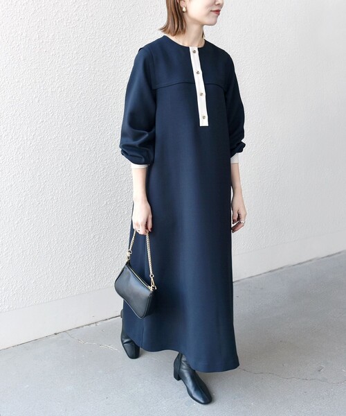 SHIPS any 「SHIPS any」 長袖ワンピース ONE SIZE ネイビー