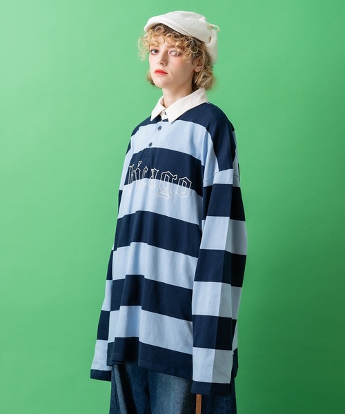 「ankoROCK」 「mars/dean」長袖ポロシャツ ONESIZE ブルー メンズ_画像9