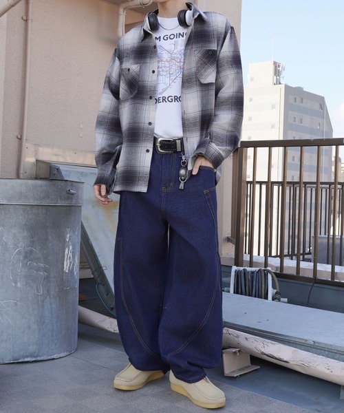 「SPINNS」 デニムパンツ L ピンク メンズ_画像7
