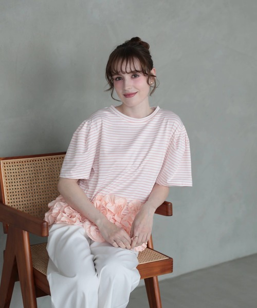 Myu（ミュー） tシャツ 半袖 裾フリルボーダーT レディース : ZOZOTOWN 