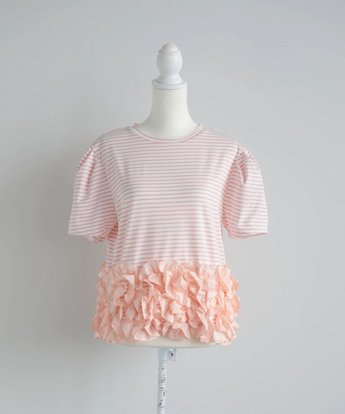 Myu（ミュー） tシャツ 半袖 裾フリルボーダーT レディース : ZOZOTOWN 