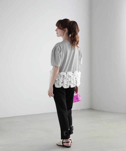 Myu（ミュー） tシャツ 半袖 裾フリルボーダーT レディース : ZOZOTOWN 
