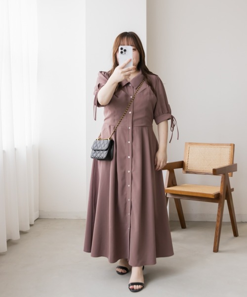 「CLETTE」 シャツワンピース 3L ピンク レディース_画像2