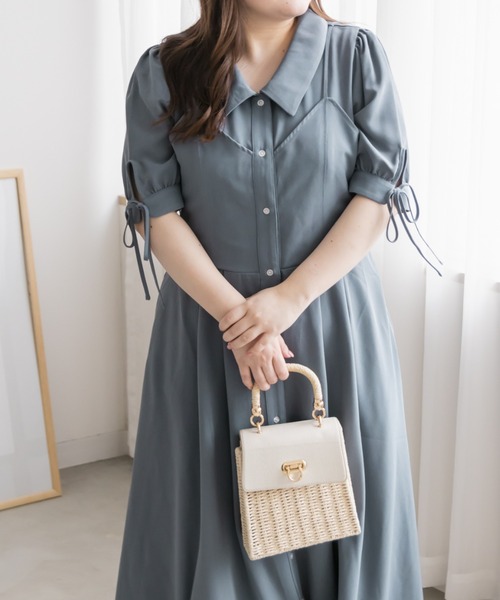 「CLETTE」 シャツワンピース 3L ピンク レディース_画像9