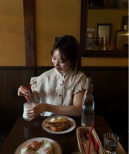 lawgy（ラウジー） band collar balloon sleeve tops / バンドカラー 