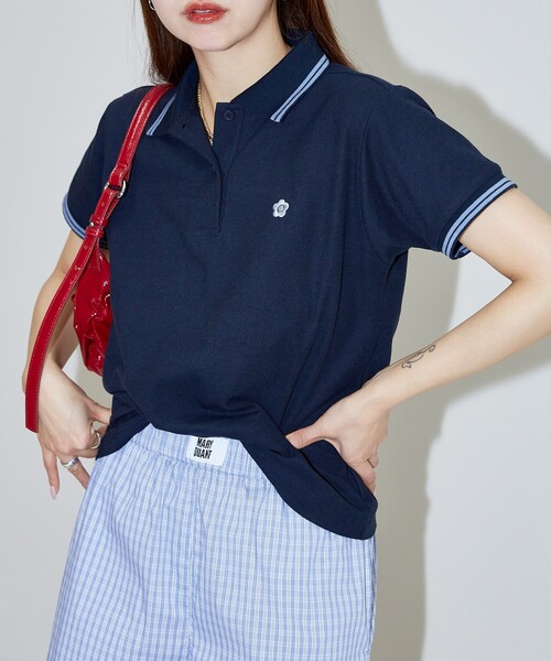 「MARY QUANT」 半袖ポロシャツ「PUBLUXコラボ」 フリ- ブラック レディース_画像4