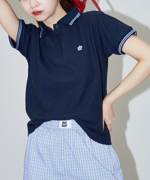 「MARY QUANT」 半袖ポロシャツ「PUBLUXコラボ」 フリ- ブラック レディース_画像9