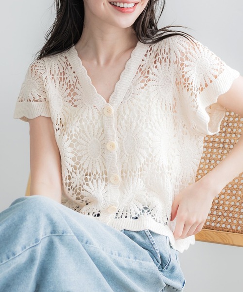 coca（コカ） カーディガン ＼26ss 新色追加／ クロップド丈クロシェ