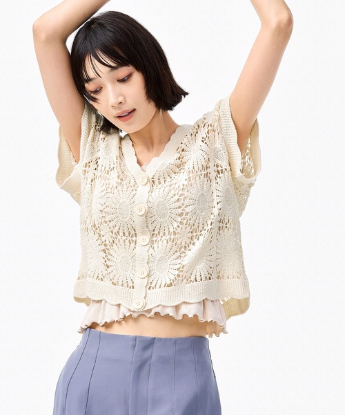 coca（コカ） カーディガン ＼26ss 新色追加／ クロップド丈クロシェ