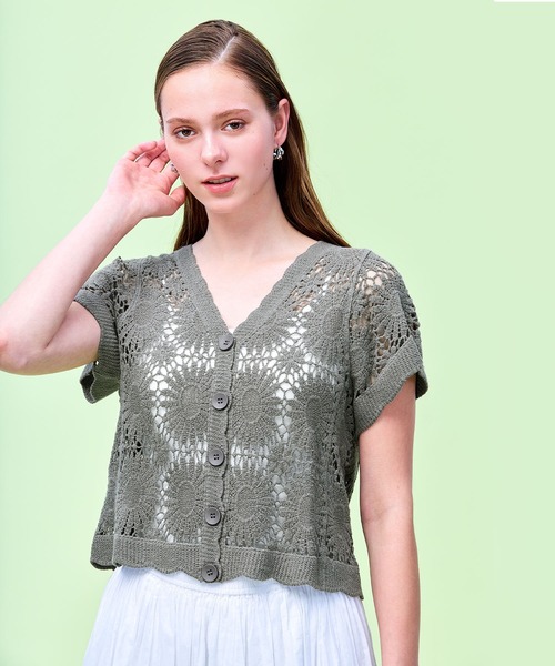 coca（コカ） カーディガン ＼26ss 新色追加／ クロップド丈クロシェ