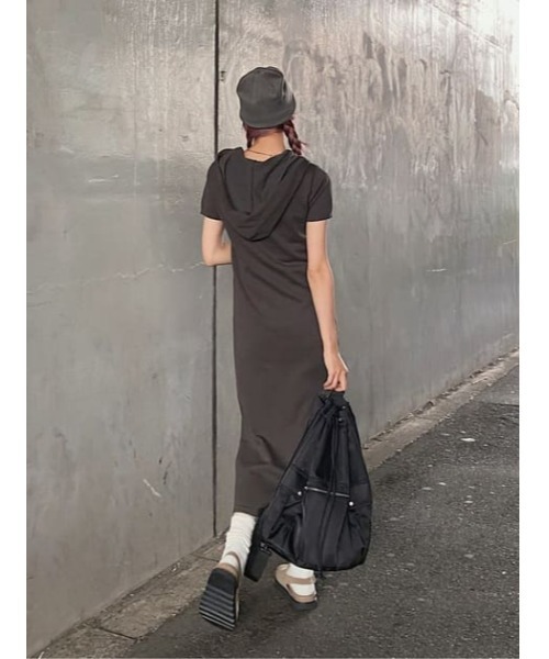 LAGUA GEM（ラグアジェム） ワンピース 半袖 POCKET HOODIE ロング 