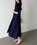 ワンピース 夏 半袖 さらっと快適プリーツで軽...の詳細画像4