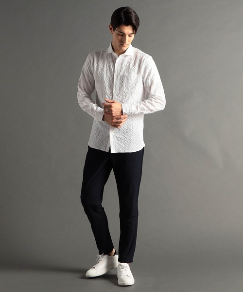 ムッシュニコル（MONSIEUR NICOLE）/ドビーサッカー カッタウェイカラーシャツ MONSIEUR NICOLE（ムッシュニコル） シャツ ドビーサッカー カッタ