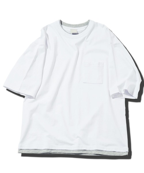 JIGGYS SHOP tシャツ フェイクレイヤード 5分袖 オーバーサイズ
