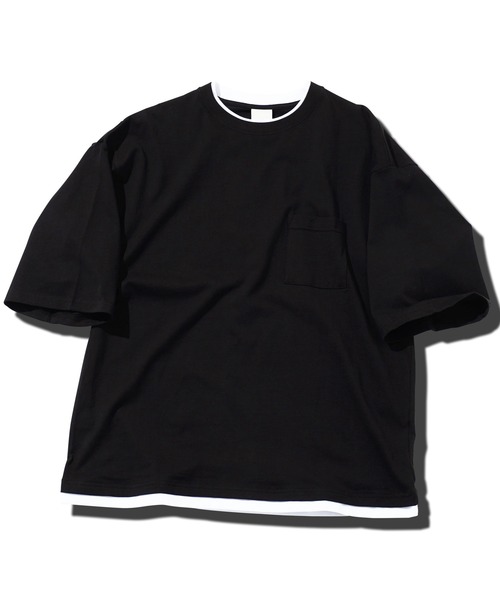 JIGGYS SHOP tシャツ フェイクレイヤード 5分袖 オーバーサイズ