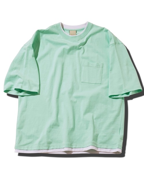 JIGGYS SHOP tシャツ フェイクレイヤード 5分袖 オーバーサイズ