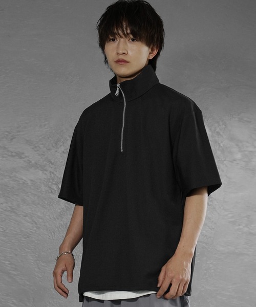 ARCHIVIO ハーフジップ ブラックポロシャツ　新品未使用　Mサイズ MinoriTY ポロシャツ 「MinoriTY」きれいめハーフジップビッグT