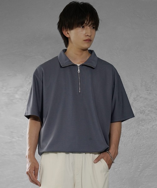ARCHIVIO ハーフジップ ブラックポロシャツ　新品未使用　Mサイズ MinoriTY ポロシャツ 「MinoriTY」きれいめハーフジップビッグT