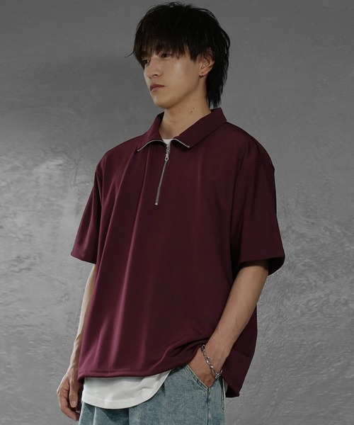 ARCHIVIO ハーフジップ ブラックポロシャツ　新品未使用　Mサイズ MinoriTY ポロシャツ 「MinoriTY」きれいめハーフジップビッグT