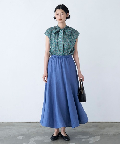 ブライトアクアブルーリネン プリーツロングスカート プリーツロングスカート｜WOMEN｜250HAT31-449H｜AZUL BY MOUSSY