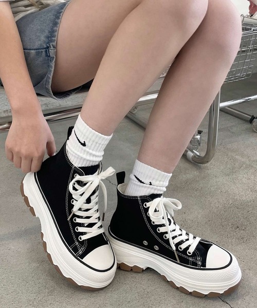 【NEW限定品】 shopnikoniko スニーカー Y2K 韓国 厚底 ハイカットスニーカー 靴