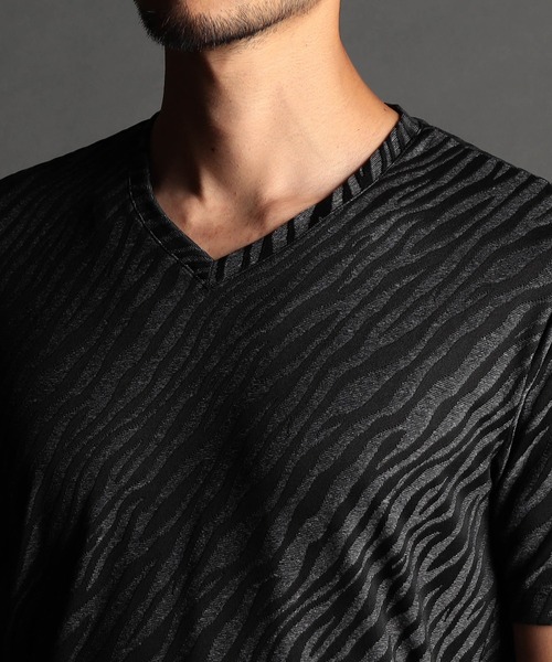 美品 CHAGE&ASKA NOT AT ALL NICOLE Tシャツ M NICOLE CLUB FOR MEN tシャツ アニマル柄ジャガードVネック半袖