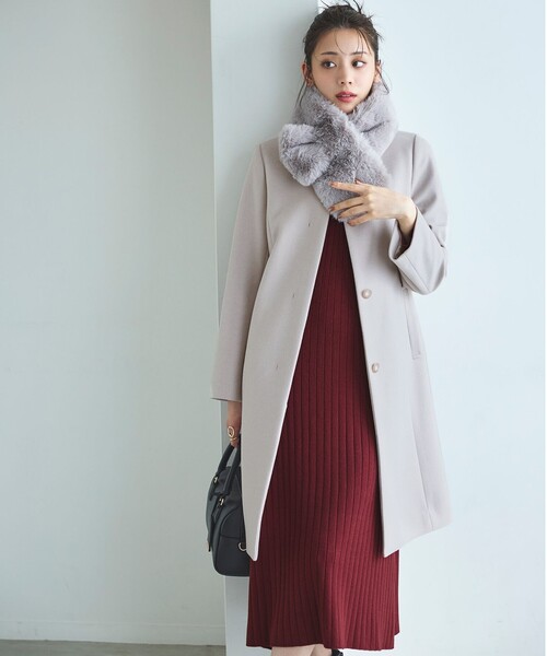 any SiS ウールライクノーカラー ロングコート レディース : ZOZOTOWN  