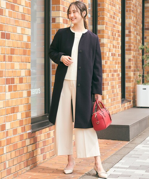 any SiS ウールライクノーカラー ロングコート レディース : ZOZOTOWN  