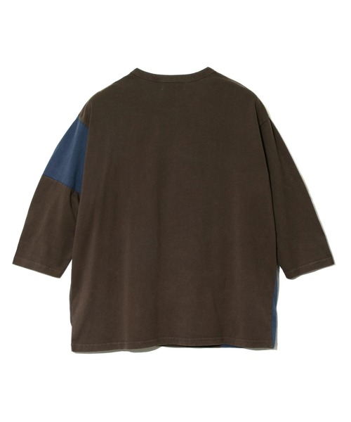 tシャツ CUBE SUGAR/キューブシュガー　20/-天竺パウダー加工７分袖リメイク風切替TEE レディース CUBE SUGAR tシャツ SUGAR/キューブシュガー 20/-天竺パウダー