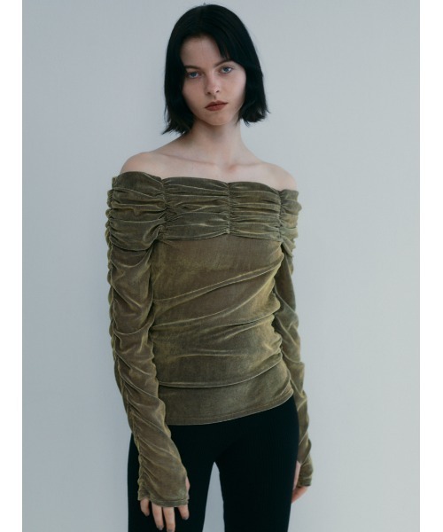 tシャツ Flocky Tulle Gathered Top レディース