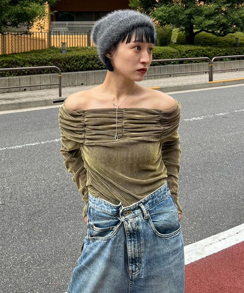 SORIN tシャツ Flocky Tulle Gathered Top レディース