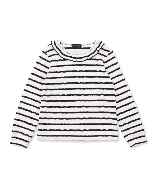 BeBe Petits Pois Vert tシャツ 「店舗限定」ボーダー襟フリルトップス