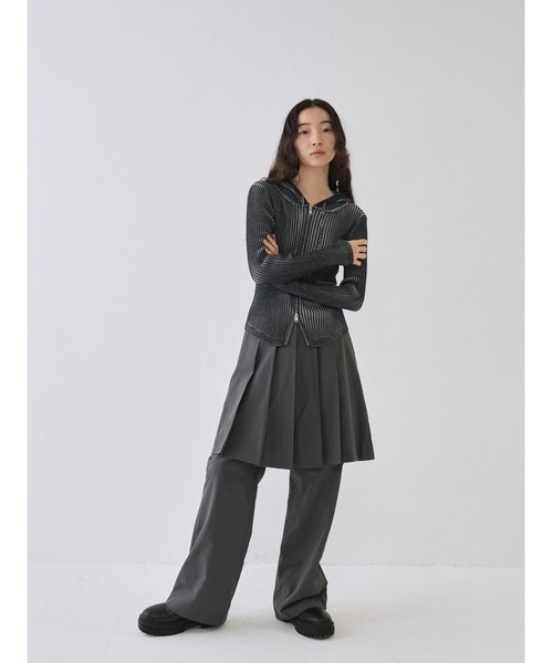 Uenui パーカー ダブルジップ リブニット パーカー レディース