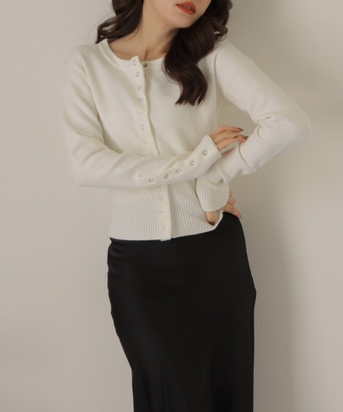 カーディガン snap button knit cardigan /リブ切り替え スナップ 