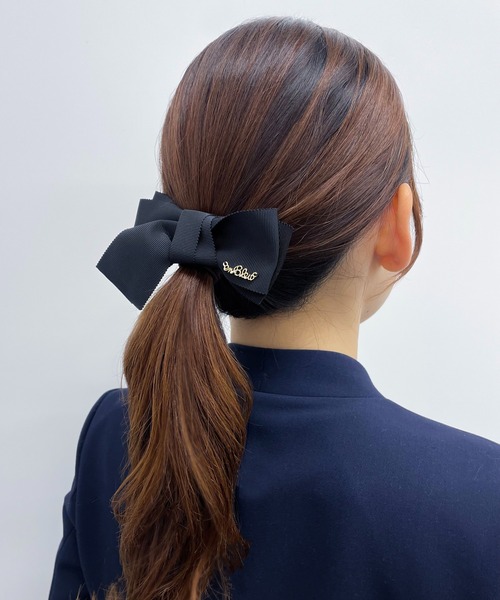 LANVIN en Bleu リボンバレッタ ネイビー LANVIN en Bleu ヘアクリップ グログランリボンバレッタ
