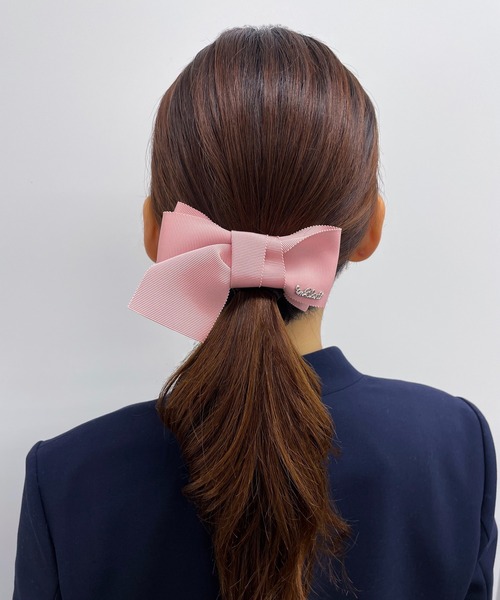 LANVIN en Bleu リボンバレッタ ネイビー LANVIN en Bleu ヘアクリップ グログランリボンバレッタ
