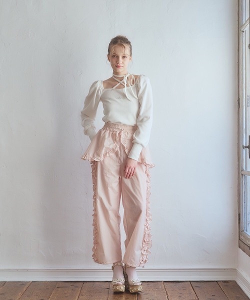 lilLilly（リルリリー） パンツ ナイロンフリルパンツ レディース