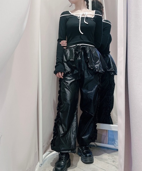 パンツ lillilly lilLilly/スリットフリルデニムパンツ | BANK ONLINE STORE
