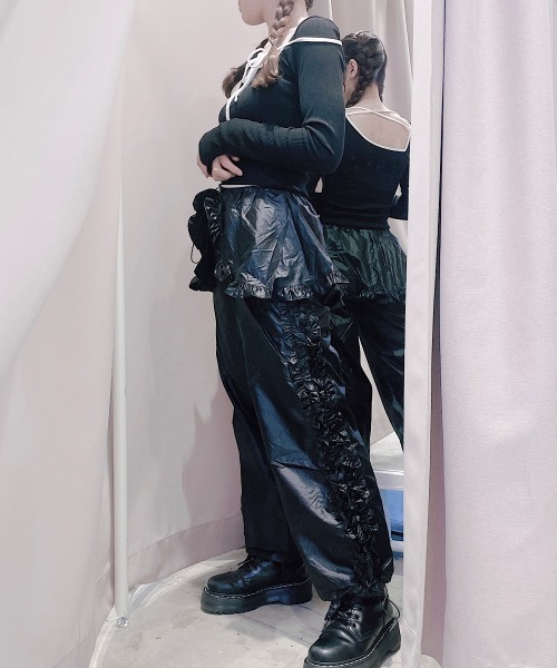 lilLilly パンツ ナイロンフリルパンツ レディース : ZOZOTOWN