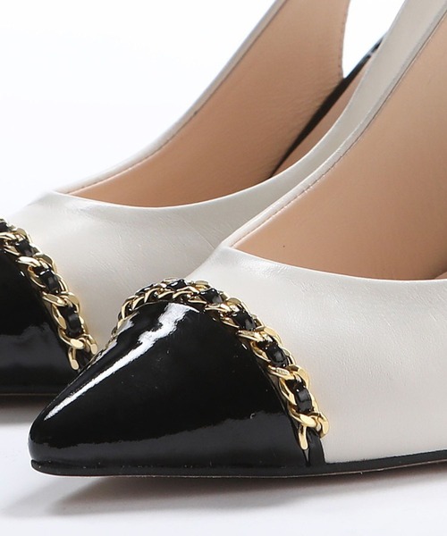 SEVEN TWELVE THIRTY パンプス チェーンアクセントバックベルト