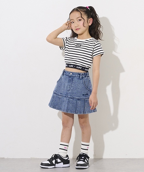 X-girl Stages スカート ハートポケットデニムプリーツスカート キッズ