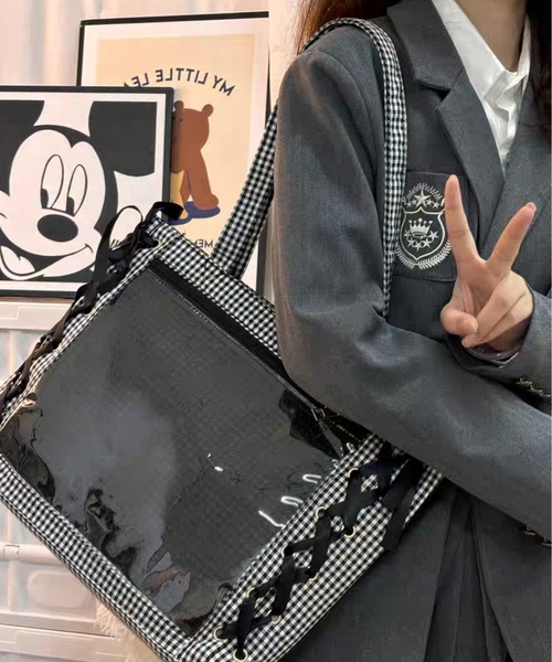 FREE STYLISTS ボストンバッグ Y2K チェック柄 オーロラ姫痛バッグ