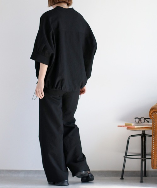 新品タグ付　ノーソーイング　ドルマンスリーブ　黒 cepo（セポ） ブラウス シャツ 「セットアップ対応」速乾＆涼感