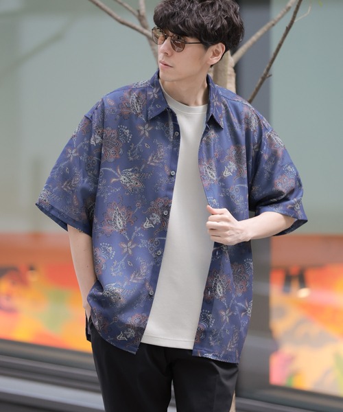 LAKOLE（ラコレ） シャツ メッシュペイズリーシャツ半袖 / 325513