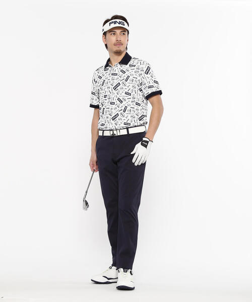 PING ロゴプリント ポロシャツ PING ポロシャツ 「PING APPAREL」総柄プリント半袖ポロシャツ