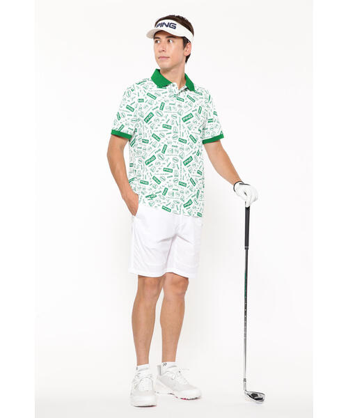 PING ポロシャツ 「PING APPAREL」総柄プリント半袖ポロシャツ