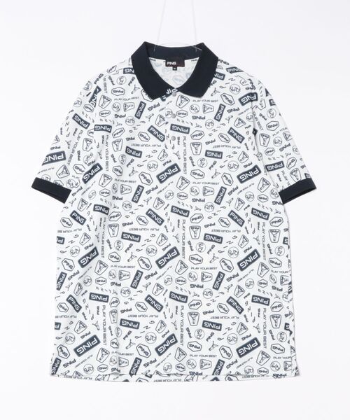 PING ポロシャツ 「PING APPAREL」総柄プリント半袖ポロシャツ