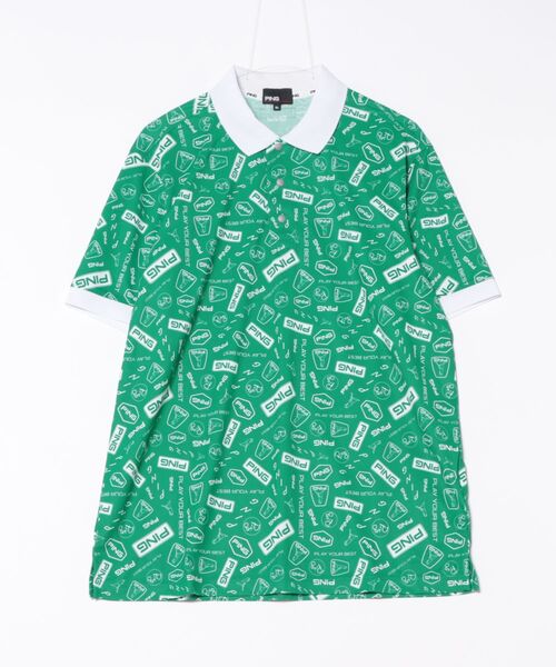 PING ロゴプリント ポロシャツ PING ポロシャツ 「PING APPAREL」総柄プリント半袖ポロシャツ